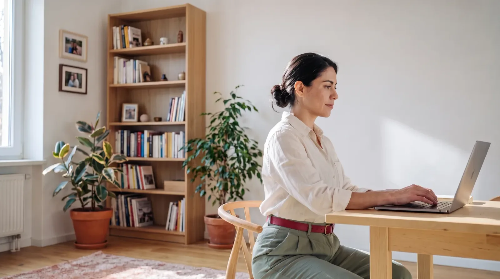 A person working in their home office, on a laptop